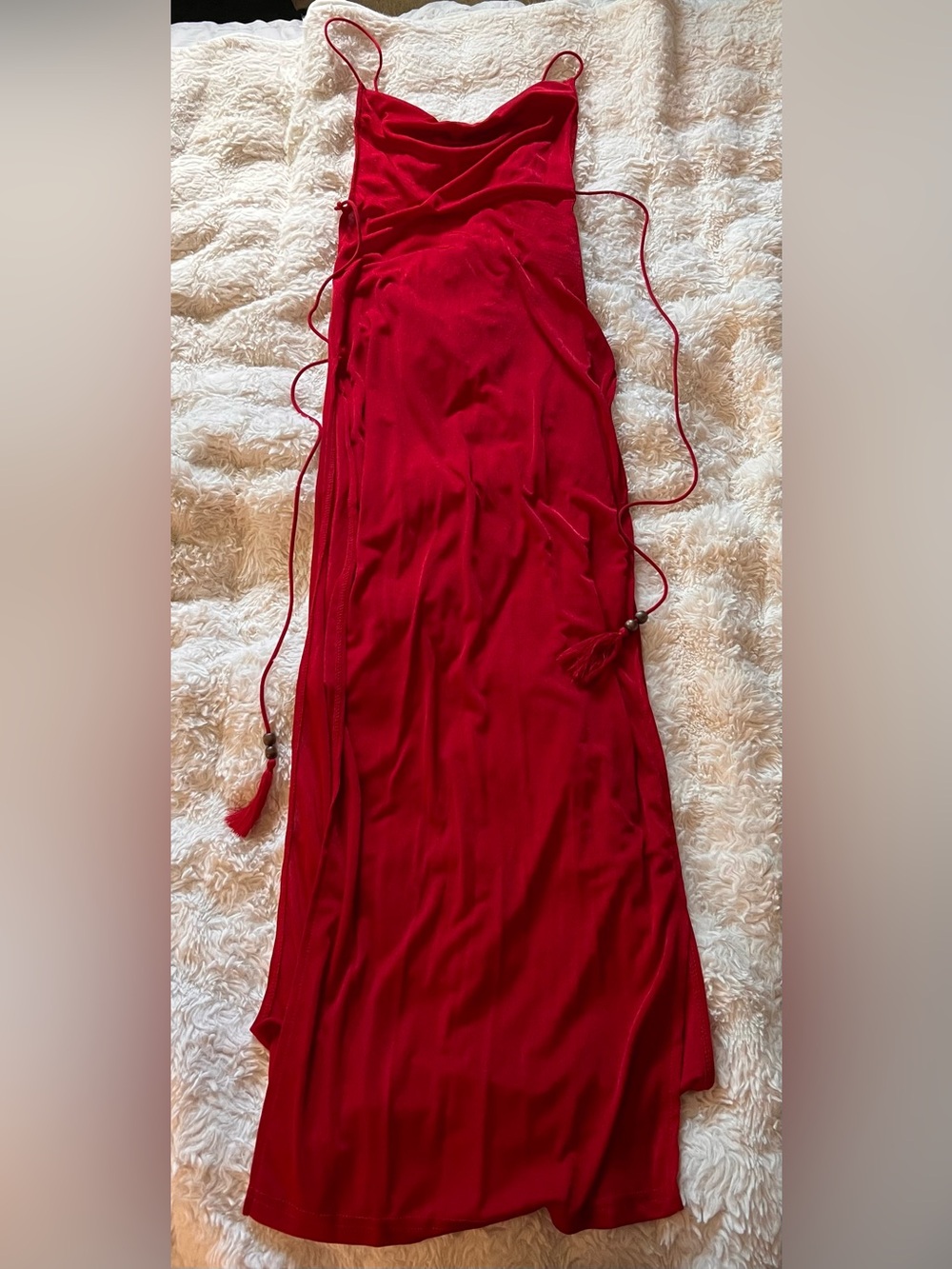 Red Tassel Detail Maxi Dress
